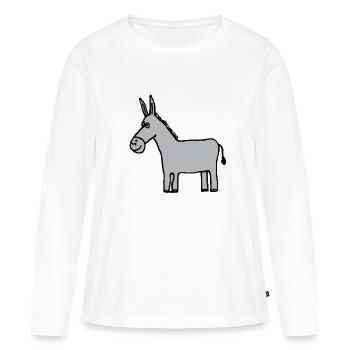 Illustration de l’âne - T-shirt manches longues Premium bio Femme - blanc - Devant - Julia (174cm)