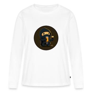 Un ninja sympathique avec de la bière v3 - T-shirt manches longues Premium bio Femme - blanc - Devant - Julia (174cm)