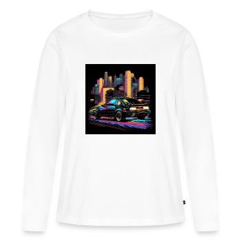 Cyber Car NeonCity - Frauen Premium Bio Langarmshirt - Weiß - Vorne - Julia (174cm)