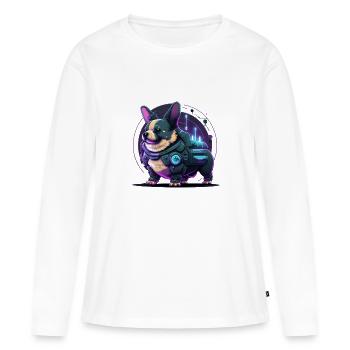 Ein niedlicher Cyber-Hund - Frauen Premium Bio Langarmshirt - Weiß - Vorne - Julia (174cm)