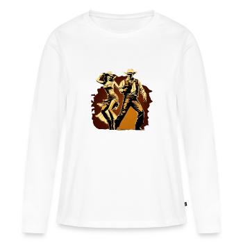Dancing - T-shirt manches longues Premium bio Femme - blanc - Devant - Julia (174cm)
