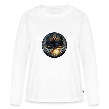 Signe balance - T-shirt manches longues Premium bio Femme - blanc - Devant - Julia (174cm)