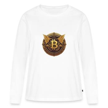 Bitcoin Logo Futuristic - Frauen Premium Bio Langarmshirt - Weiß - Vorne - Julia (174cm)