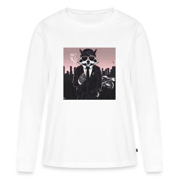 Gangster Raton laveur - T-shirt manches longues Premium bio Femme - blanc - Devant - Julia (174cm)