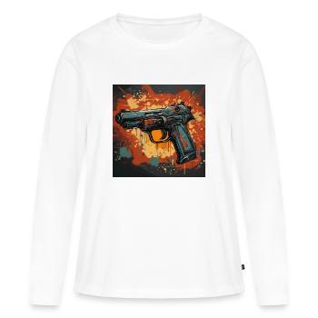 Kreide-Pistole - Frauen Premium Bio Langarmshirt - Weiß - Vorne - Julia (174cm)
