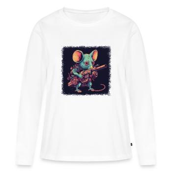 cadavre cotonsac à cordon son bon animal - T-shirt manches longues Premium bio Femme - blanc - Devant - Julia (174cm)