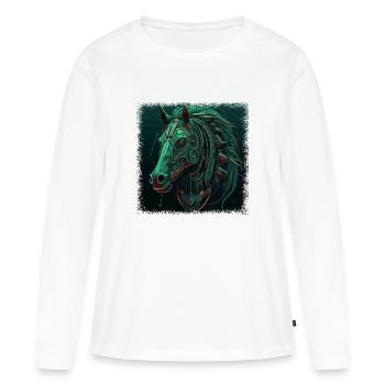 Cadeaux dictons bday humour cowboy pur-sang - T-shirt manches longues Premium bio Femme - blanc - Devant - Julia (174cm)