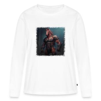 Académie d’équitation Blague Équitation Anniversaire - T-shirt manches longues Premium bio Femme - blanc - Devant - Julia (174cm)