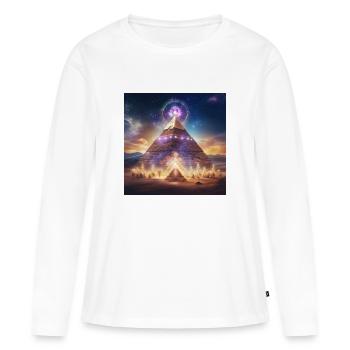 Pyramide - T-shirt manches longues Premium bio Femme - blanc - Devant - Julia (174cm)