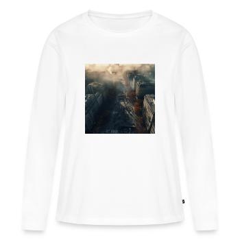 Rue parisienne - T-shirt manches longues Premium bio Femme - blanc - Devant - Julia (174cm)