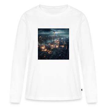 New York city en feu - T-shirt manches longues Premium bio Femme - blanc - Devant - Julia (174cm)