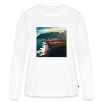 Montagnes de l’île - T-shirt manches longues Premium bio Femme - blanc - Devant - Julia (174cm)
