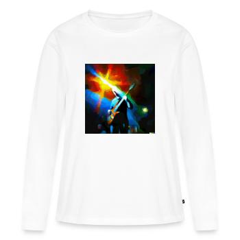 guitariste en concert - T-shirt manches longues Premium bio Femme - blanc - Devant - Julia (174cm)