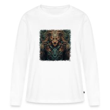 drôle citation humour lion chien afrique citation - T-shirt manches longues Premium bio Femme - blanc - Devant - Julia (174cm)