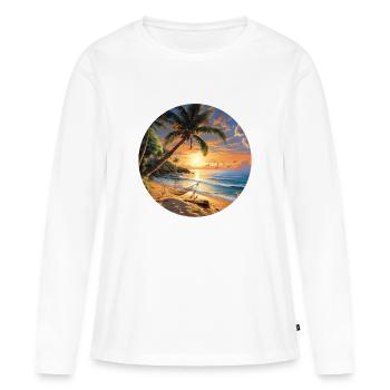 Relaxed coastal excursion: wave magic in summer - Women's Premium Organic Long Sleeve Shirt - white - Front - Julia (174cm)