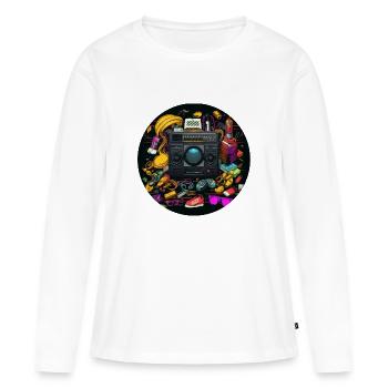 Zurück in die 90er: Kultige Trends und Vibes - Frauen Premium Bio Langarmshirt - Weiß - Vorne - Julia (174cm)