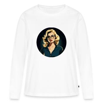 Dame vintage au look comique - T-shirt manches longues Premium bio Femme - blanc - Devant - Julia (174cm)