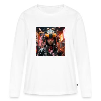 Japan Cyber Punk - T-shirt manches longues Premium bio Femme - blanc - Devant - Julia (174cm)