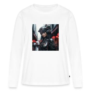 Japan Cyber Punk - T-shirt manches longues Premium bio Femme - blanc - Devant - Julia (174cm)