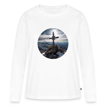 Croix du sommet - T-shirt manches longues Premium bio Femme - blanc - Devant - Julia (174cm)