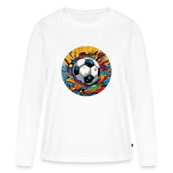 Comic Style auf dem Fußballplatz - Frauen Premium Bio Langarmshirt - Weiß - Vorne - Julia (174cm)