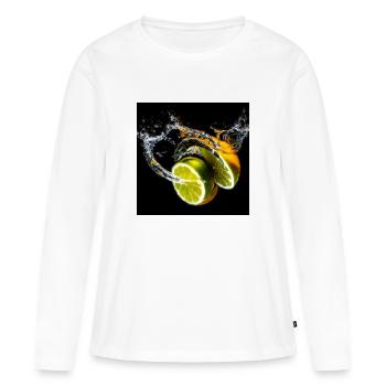 Zitrusfrüchte Splash - Frauen Premium Bio Langarmshirt - Weiß - Vorne - Julia (174cm)