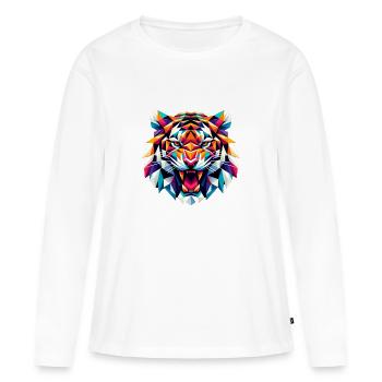 Illustration d'un logo de tigre vibrant - T-shirt manches longues Premium bio Femme - blanc - Devant - Julia (174cm)