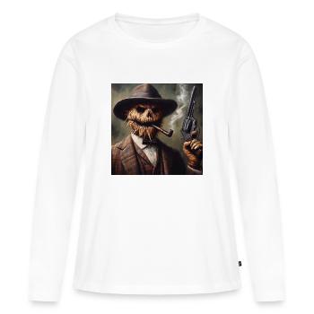 Épouvantail Halloween homme de paille Revolver sifflet - T-shirt manches longues Premium bio Femme - blanc - Devant - Julia (174cm)