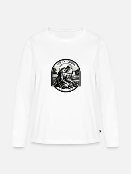 Ora Et Labora - Frauen Premium Bio Langarmshirt - Weiß