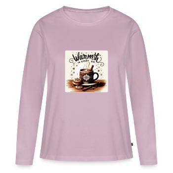 Warmth in every Sip - Women's Premium Organic Long Sleeve Shirt - dusky pink - Front - Julia (174cm)