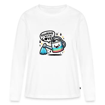 Verser avec amour - T-shirt manches longues Premium bio Femme - blanc - Devant - Julia (174cm)