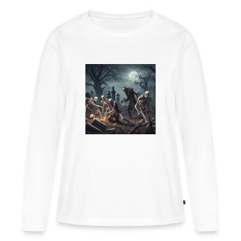 Skellet Friedhof - Frauen Premium Bio Langarmshirt - Weiß - Vorne - Julia (174cm)
