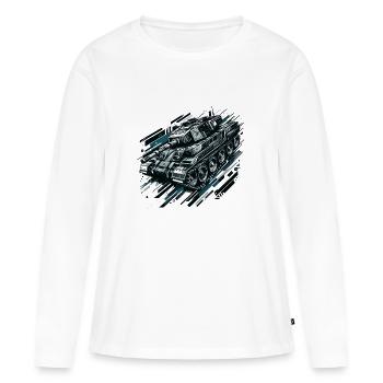 Avancée de l’avant-garde blindée - T-shirt manches longues Premium bio Femme - blanc - Devant - Julia (174cm)