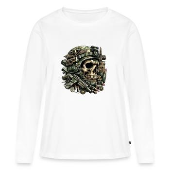 Vigilance de l’aigle : crâne tactique - T-shirt manches longues Premium bio Femme - blanc - Devant - Julia (174cm)