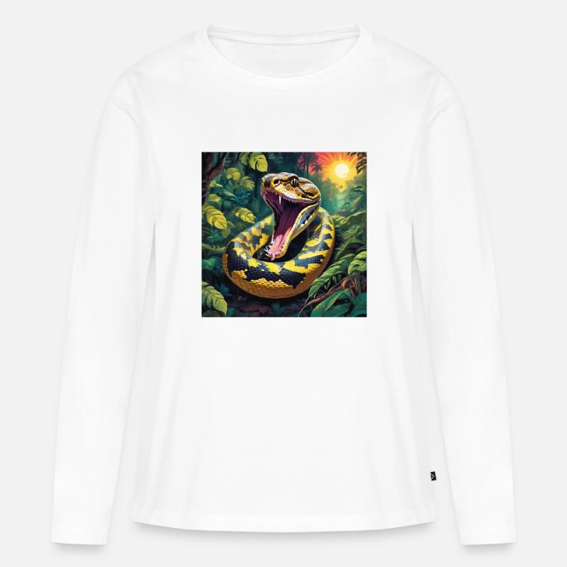 Python Schlange - Frauen Premium Bio Langarmshirt - Weiß