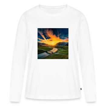 Landschaft mit Sonnenuntergang - Frauen Premium Bio Langarmshirt - Weiß - Vorne - Julia (174cm)
