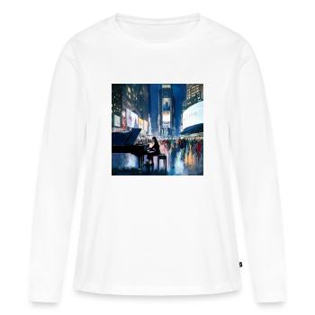 Times Square - Frauen Premium Bio Langarmshirt - Weiß - Vorne - Julia (174cm)