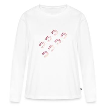 Fers à cheval - T-shirt manches longues Premium bio Femme - blanc - Devant - Julia (174cm)