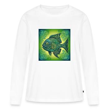 Fischer fisch Fisch - Frauen Premium Bio Langarmshirt - Weiß - Vorne - Julia (174cm)