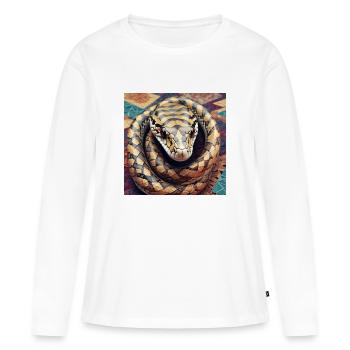Vêtements de conception de cadeau de chemise de serpent - T-shirt manches longues Premium bio Femme - blanc - Devant - Julia (174cm)