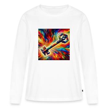 Clé - T-shirt manches longues Premium bio Femme - blanc - Devant - Julia (174cm)