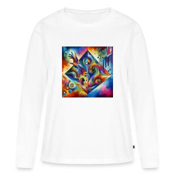 Clé - T-shirt manches longues Premium bio Femme - blanc - Devant - Julia (174cm)