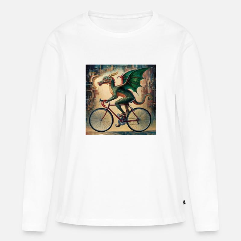 Ein surreales Gemälde eines mythischen Drachen - Frauen Premium Bio Langarmshirt - Weiß