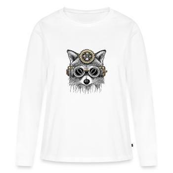 Raton laveur steampunk - T-shirt manches longues Premium bio Femme - blanc - Devant - Julia (174cm)