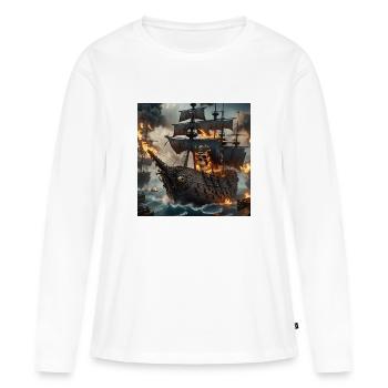 ShipSkull - T-shirt manches longues Premium bio Femme - blanc - Devant - Julia (174cm)