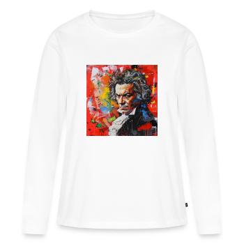 Beethoven n°4 - T-shirt manches longues Premium bio Femme - blanc - Devant - Julia (174cm)
