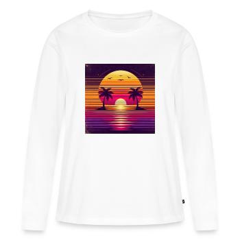 Vibrant Sunset Bliss - Frauen Premium Bio Langarmshirt - Weiß - Vorne - Julia (174cm)