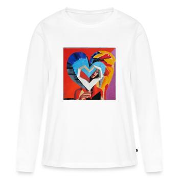 Akuku - T-shirt manches longues Premium bio Femme - blanc - Devant - Julia (174cm)