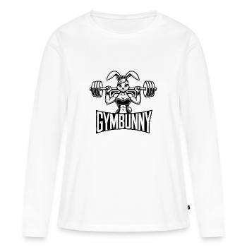 GymBunny Niedlich - Frauen Premium Bio Langarmshirt - Weiß - Vorne - Julia (174cm)