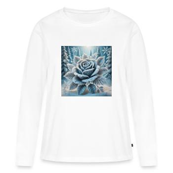 Winter Rose Z - Women's Premium Organic Long Sleeve Shirt - white - Front - Julia (174cm)